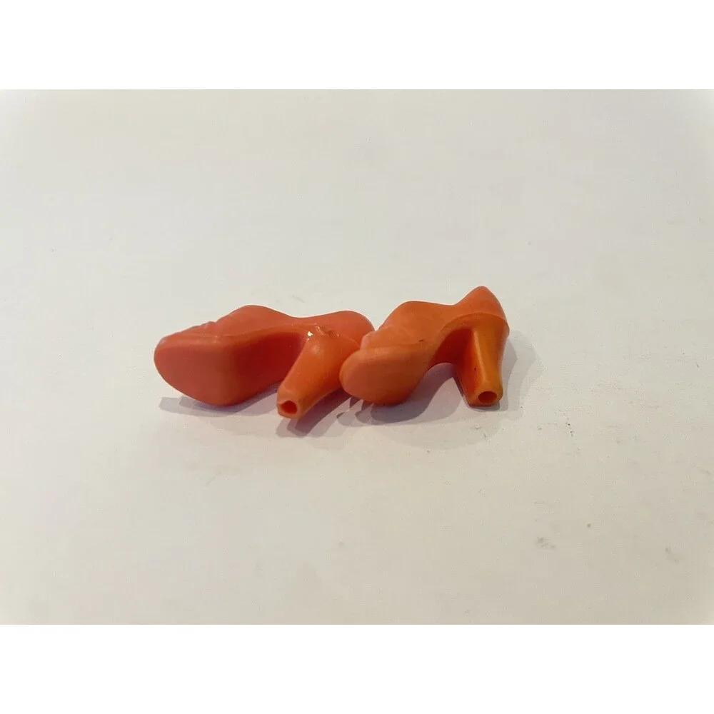 Vintage 1970's Mego Cher Farrah Orange High Heel Open Toe Heels Shoes